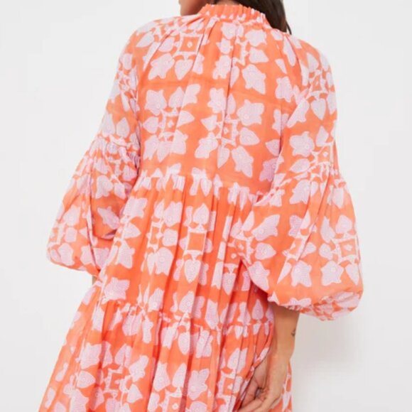 Tuckernuck Oliphant Tigerlily Orange Balloon Sleeve Dress XL NEW WITH TAGS - Picture 3 of 10